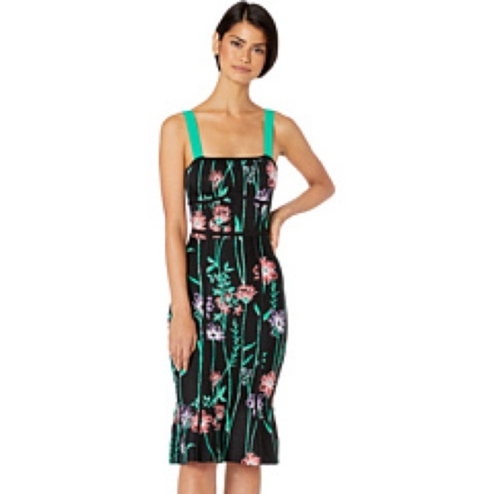 BCBGMaxAzria Black Floral Midi Dress